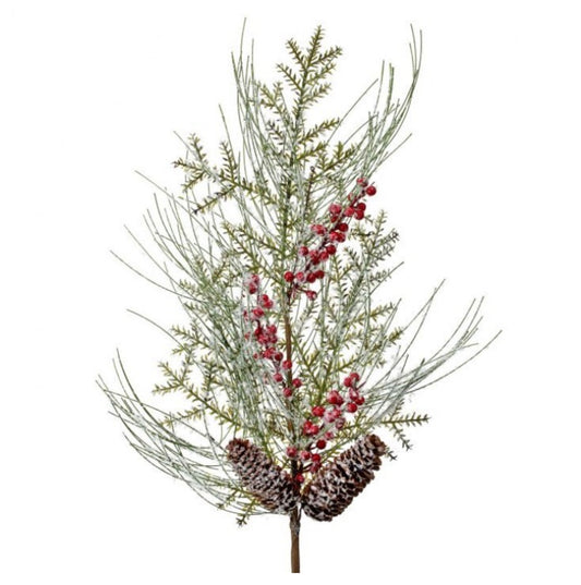 33in Frosted Long Needle Pine & Berries