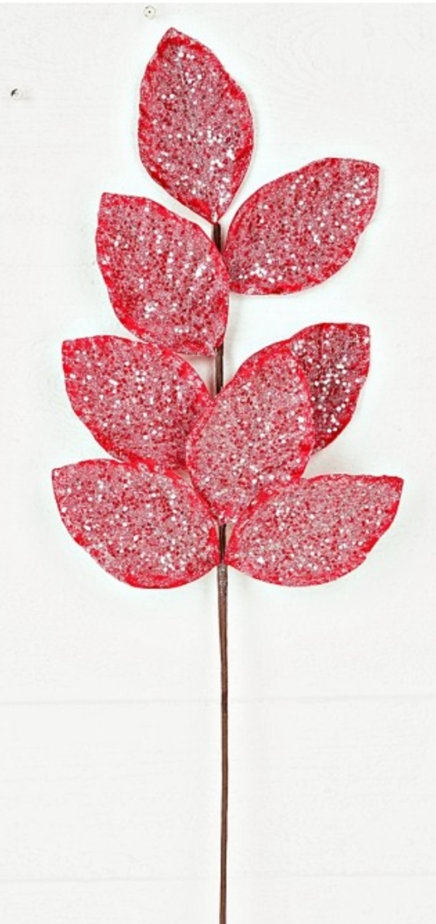 28in Red Sugared Magnolia Leaves - Premium Greenery for Wreaths, Arrangements and Home Decor Impressive