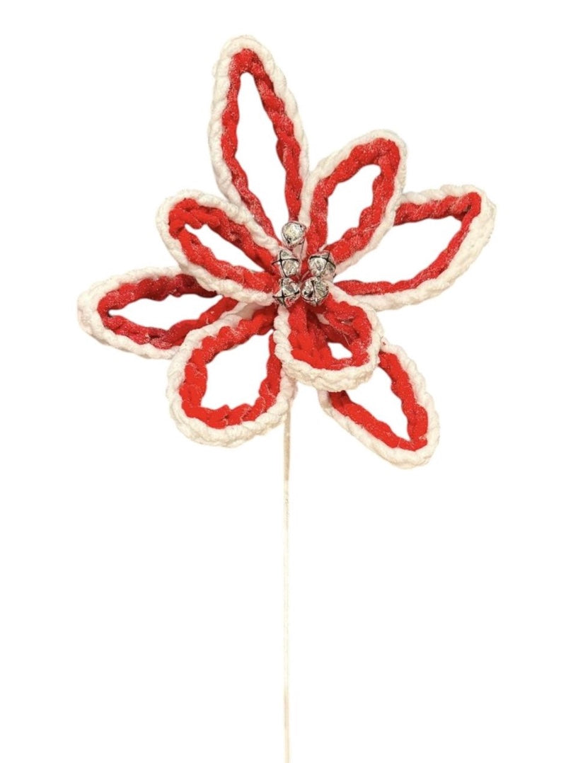 30in Cable Knit Striped Poinsettia RED/WHITE