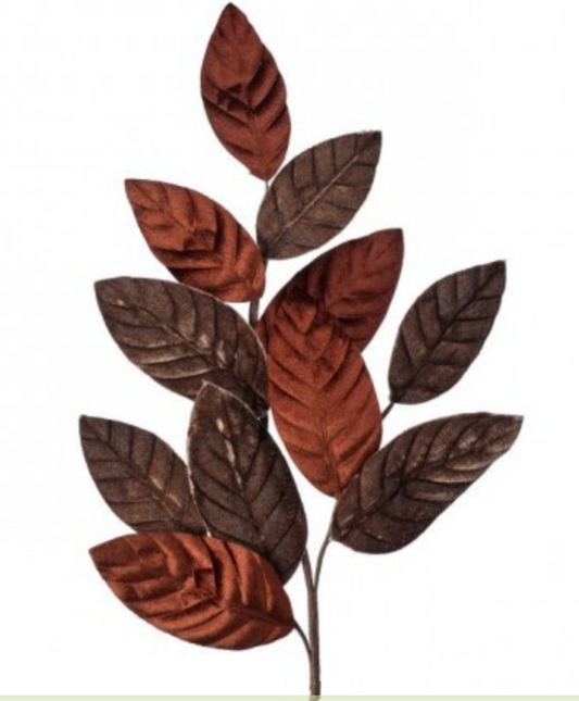 26in Brown Velvet Magnolia Leaf Spray - Premium Florals for Wreaths, Arrangements and Home Decor Craig Bachman