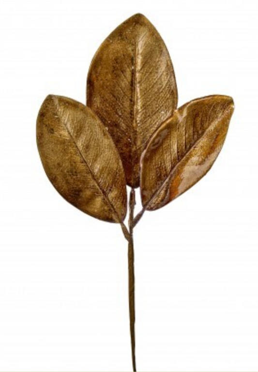 15in Gilded Chocolate Magnolia Leaves - Premium Greenery for Wreaths, Arrangements and Home Decor Regency