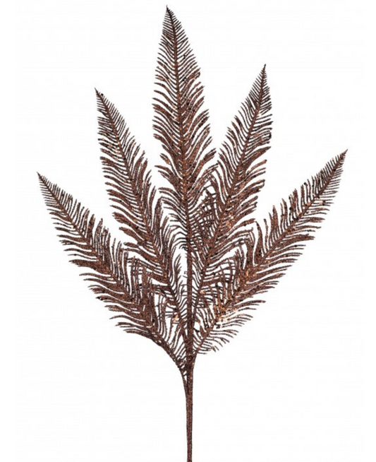32in Brown Glitter Sequin Fern Spray - Premium Greenery for Wreaths and Home Decor Regency