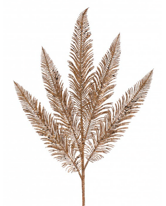 32in Champagne Glitter Sequin Fern Spray - Premium Greenery for Wreaths and Home Decor Regency