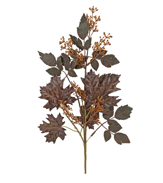 22in Dark Mini Berry Leaf Spray Melrose