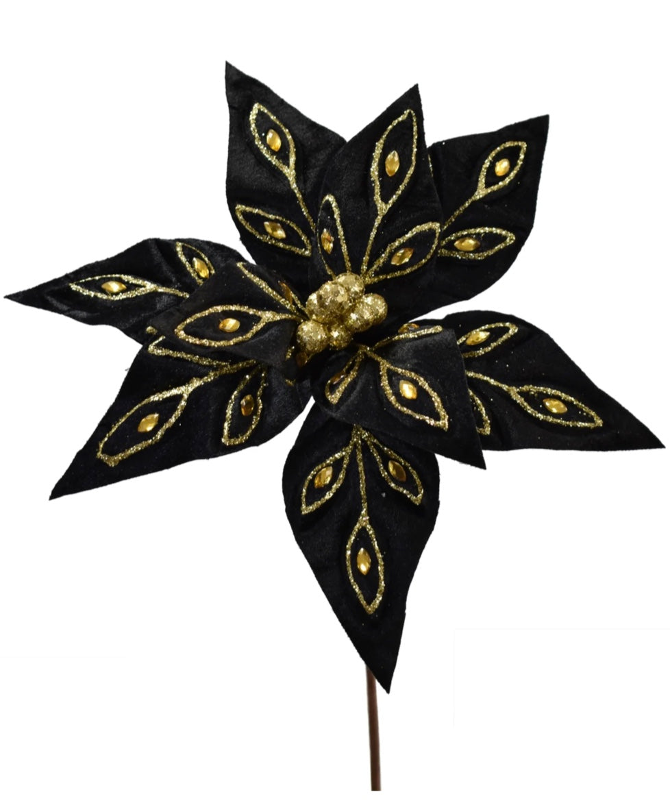 24in BLACK GOLD Jewel Poinsettia