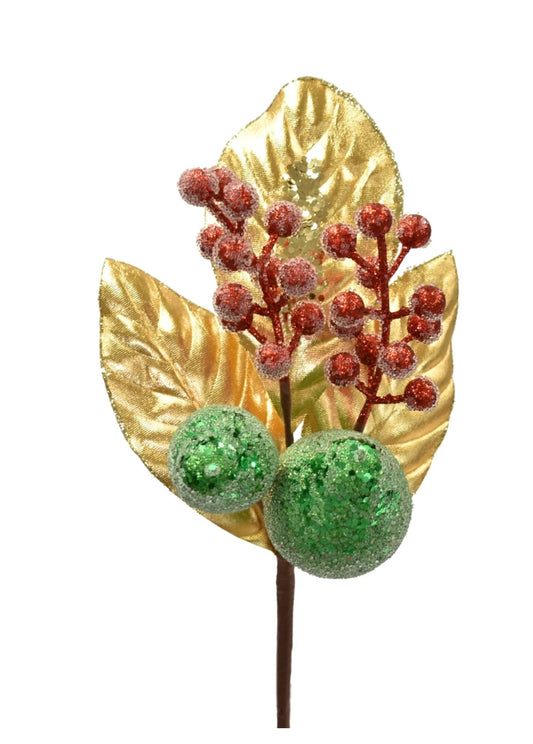 14in Glitter Pear/Berry Magnolia Leaf