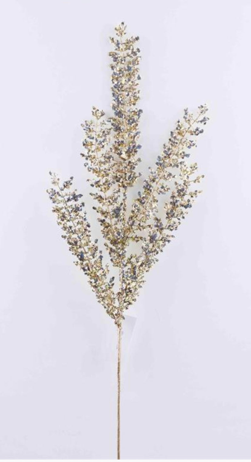 32in GOLD Sequin Glitter Leaf Spray