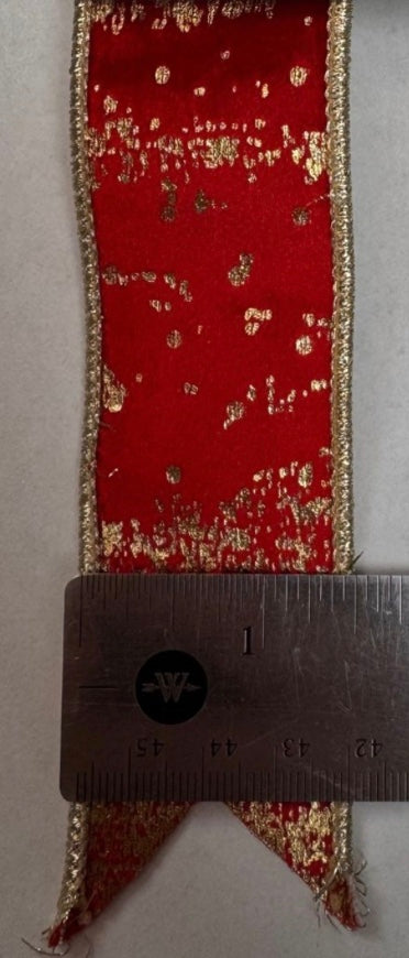 1.5inx10yd Gold Foil on Red Velvet Ribbon