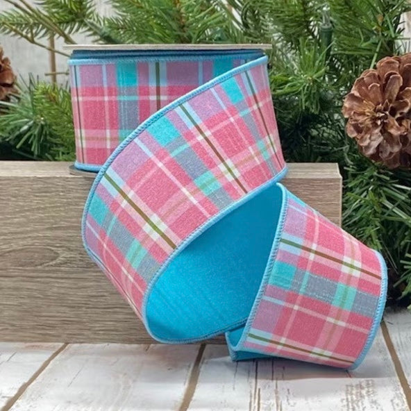 2.5inx10yd Fused Dupion SPRING Plaid DStevens