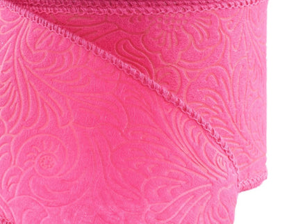 2.5inx10yd Floral/Leaves HOT PINK