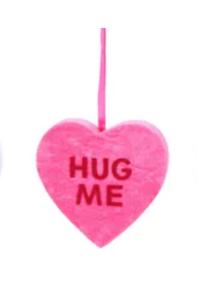 6x6x1.5in Hot Pink "Hug Me" Thick Heart Ornament