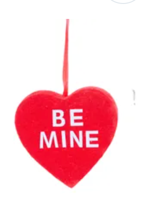 6x6x1.5in Red "Be Mine" Thick Heart Ornament