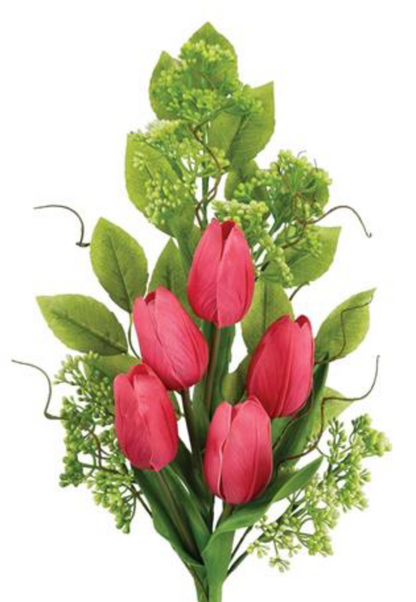 28in Cerise Red Tulip & Seeds Berry