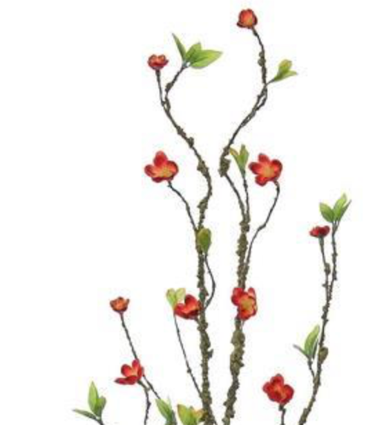 40in Red Textured Blossom Branch