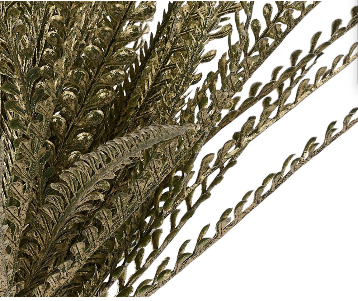 19in Green Gold Metallic Button Fern x7 - Premium Artificial Greenery for Wreaths, Arrangement & Home Decor Craig Bachman