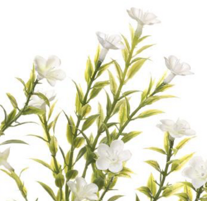 14in Waxflower Bush x7 WHITE - Premium Florals for Wreaths and Home Decor