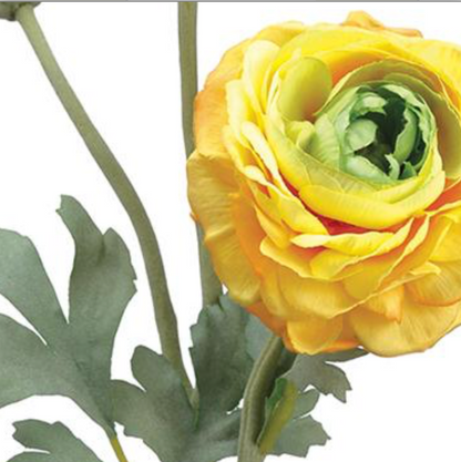 15in Yellow Ranunculus Bloom & Bud - Premium Floral for Wreaths and Home Decor