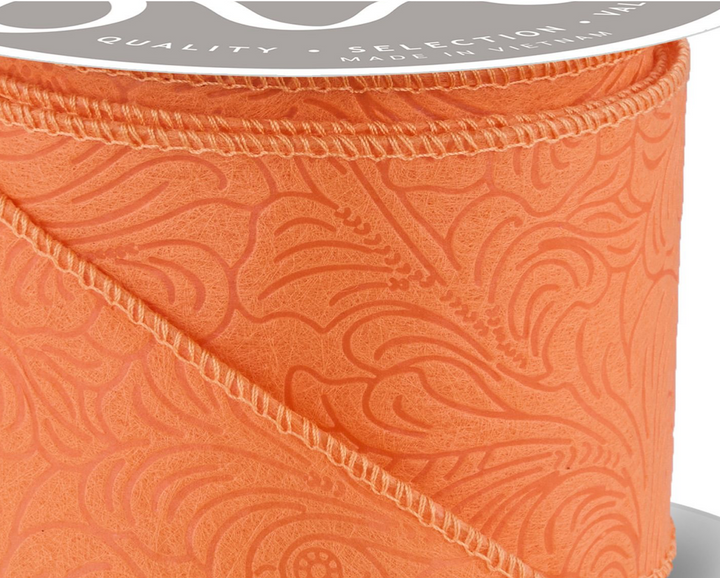 2.5inx10yd Spring Orange Floral & Leaves