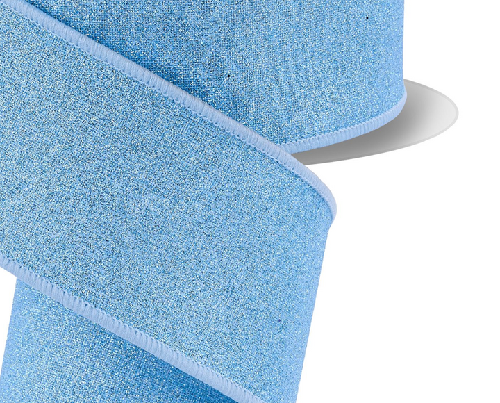 2.5inx10yd Blue/Silver Fine Glitter Fused Ribbon
