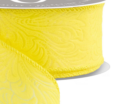 1.5inx10yd Yellow Floral & Leaves