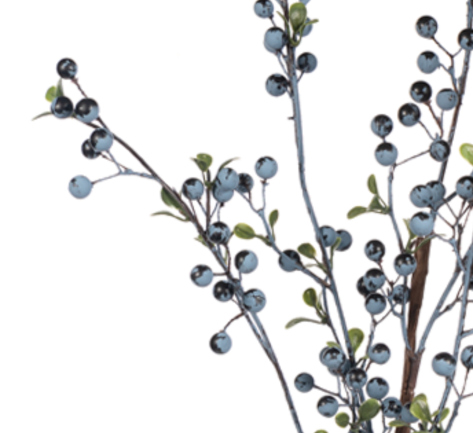 32in Outdoor Blue Berry Spray w/Leaves