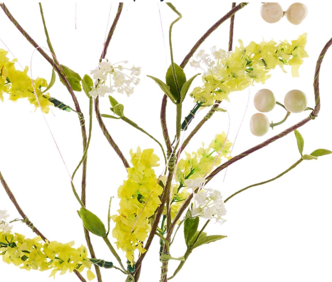 32in Yellow Twiggy Lavender and Berry Spray