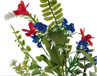 27in Patriotic Flower/Bead/Spike/Boxwood