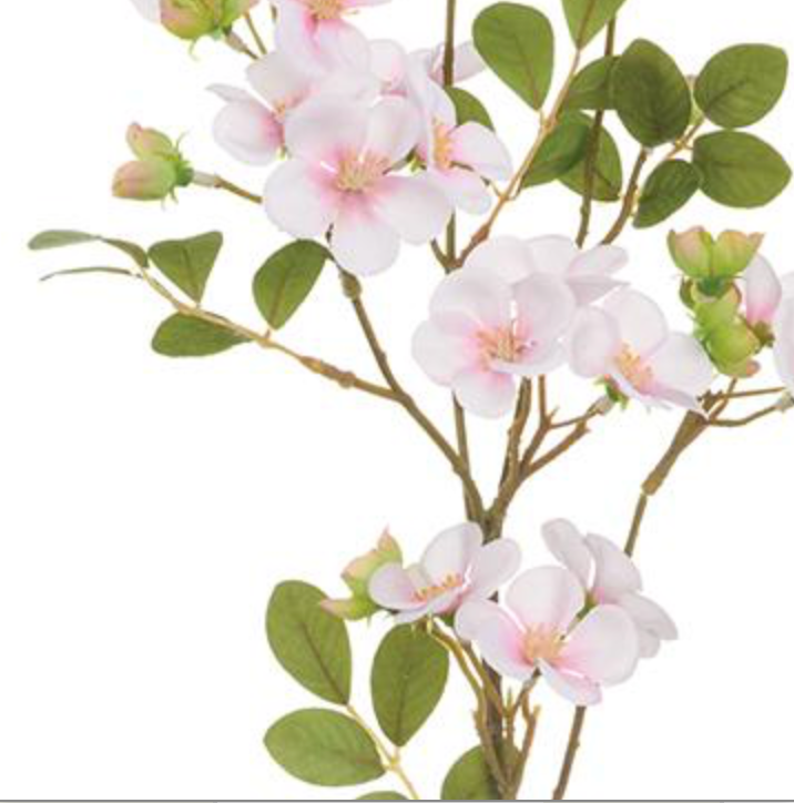 28in Pink Quince Blossom Spray