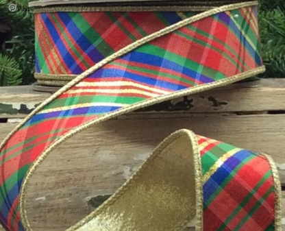 1.5inx10yd Diagonal Plaid Dupion Dstevens Ribbon