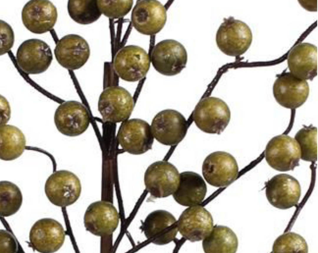 27in Olive Green Waterproof Berry Spray - Premium Greenery for Wreaths and Home Decor