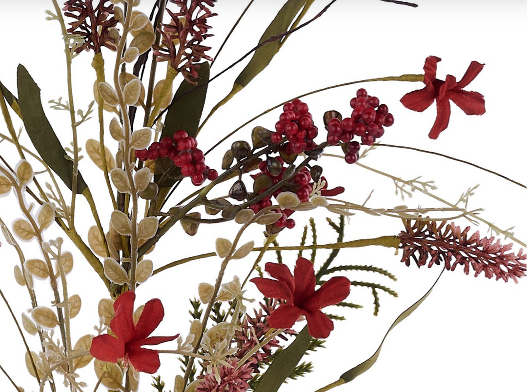 24in Cranberry Fabric Flower Spray- Premium Florals for Wreaths and Home Decor