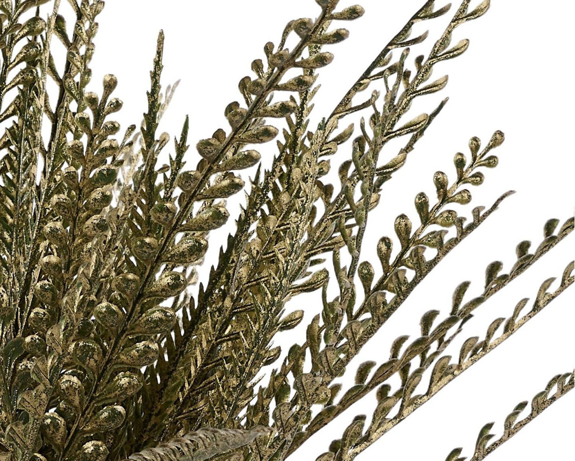 19in Green Gold Metallic Button Fern x7 - Premium Artificial Greenery for Wreaths, Arrangement & Home Decor
