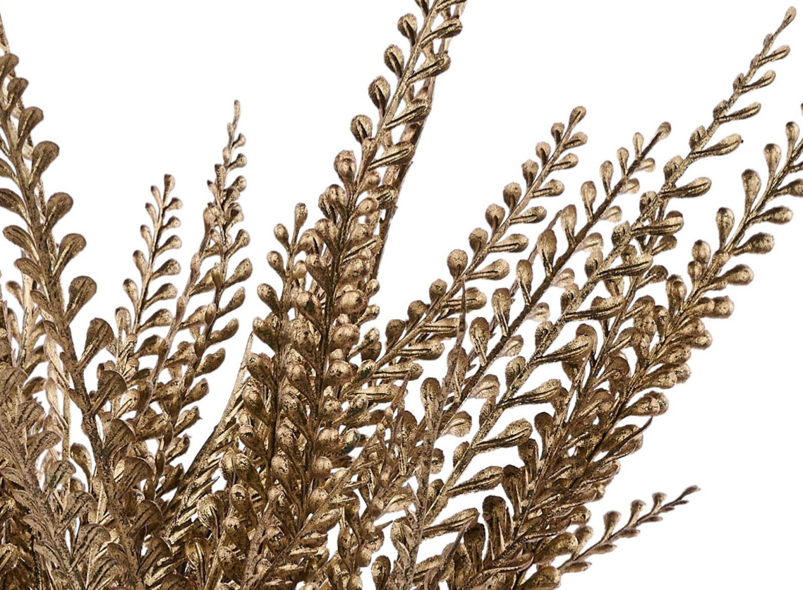 19in Copper Gold Metallic Button Fern x7 - Premium Artificial Greenery for Wreaths, Arrangement & Home Decor