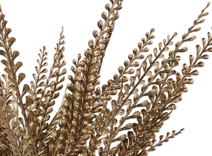 19in Copper Gold Metallic Button Fern x7 - Premium Artificial Greenery for Wreaths, Arrangement & Home Decor