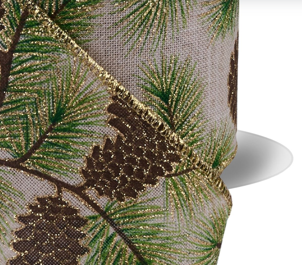 4inx10yd Pinecone Branches on Royal