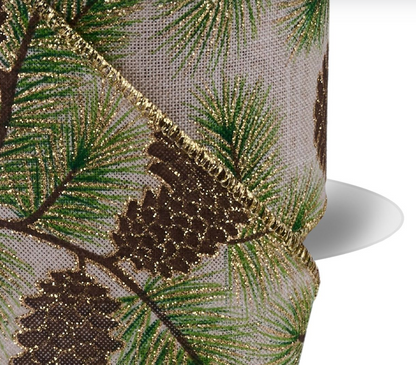 4inx10yd Pinecone Branches on Royal
