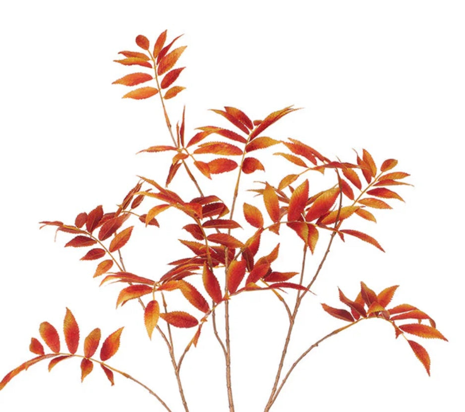 37in Metallic Sorbus Leaf Spray FLAME