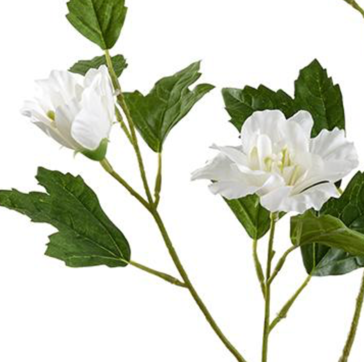 27in White Hibiscus Spray - Premium Floral for Wreaths and Home Decor