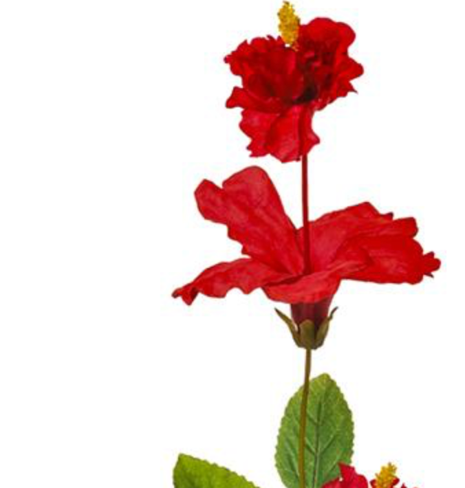 36in Red Hibiscus Spray - Premium Floral for Wreaths and Home Decor