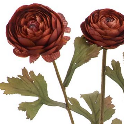 19in Brick Rust Ranunculus x3 - Premium Floral for Wreaths and Home Decor xyz