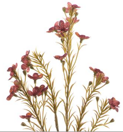 23in Burgundy Waxflower - Premium Floral for Wreaths and Home Decor