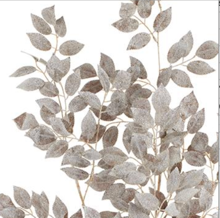 52in Brown Glitter Mini Rose Leaf Spray - Premium Artificial Greenery for Wreaths, Arrangement & Home Decor