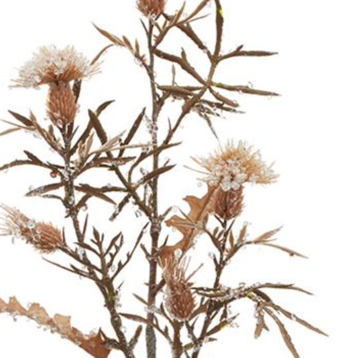 28in Beaded Snowed Thistle Spray - Premium Greenery for Wreaths, Arrangements and Home Decor Brian Lane Designs