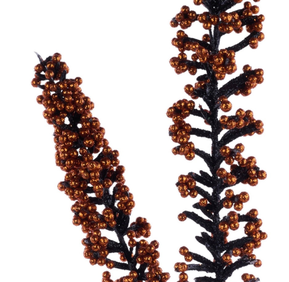 29in Glitter Amaranthus Spike ORG/BLK Halloween