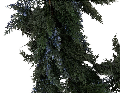 5ft Blue Cedar Berry Garland - Premium Base for Floral Designs and Home Decor Lancaster and Vintage