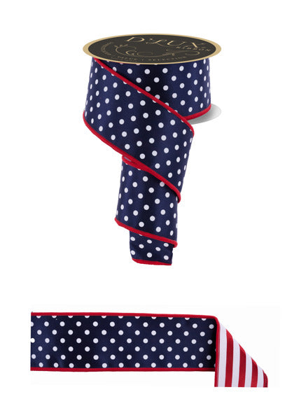 2.5inx10yd Polka Dot/Stripe Fused PATRIOTIC