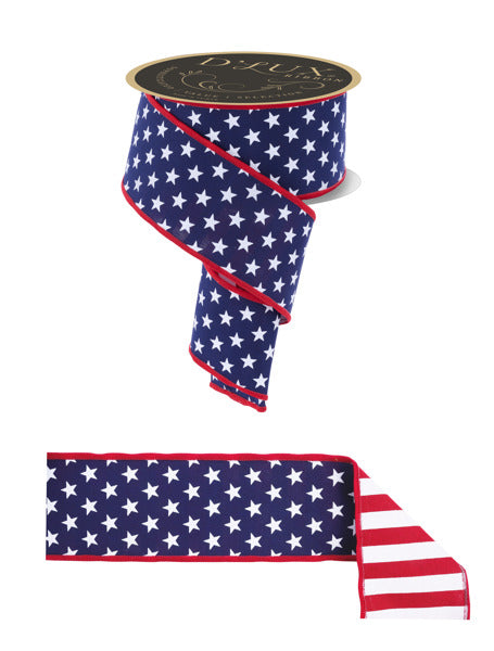2.5inx10yd Stars Stripes Fused Back Ribbon