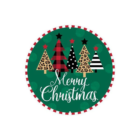 8in Merry Christmas 5 TREES metal sign