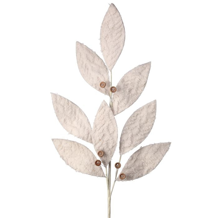 30in Winter Chalet Leaves w/Buttons CREAM