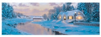 Blue Snow Stream/Cabin 12x36 LIGHTED PICTURE